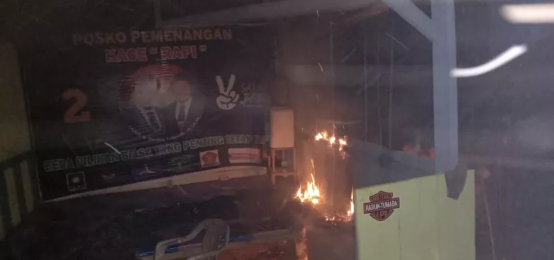 Posko Pemenangan RAPI di Raha III Dibakar OTK,