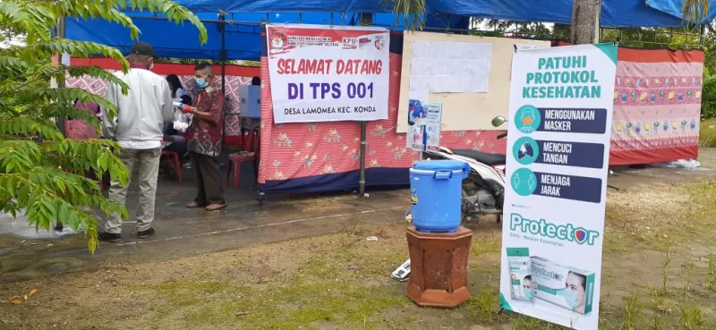 Hindari Penyebaran Covid-19 10 TPS di Kecamatan Konda Patuhi Prokes
