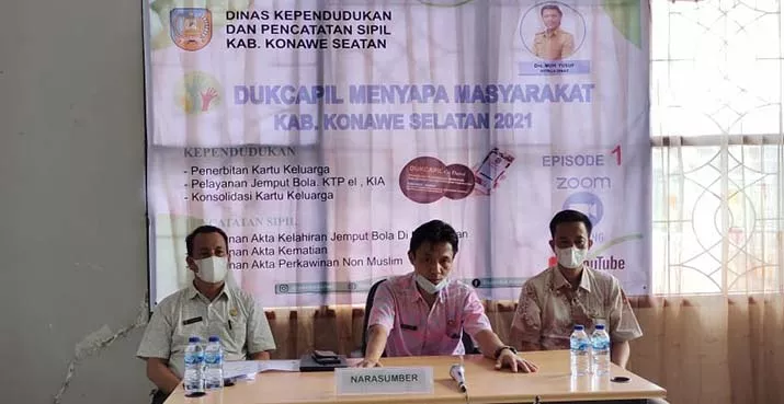 Sapa Masyarakat Disdukcapil Konsel Gelar Zoom Meeting