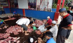 Disdamkar Kendari Bagikan 325 Kantong Daging Kurban